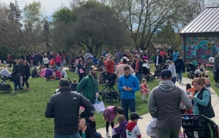 Community Event People Gathered for Easter Egg Hunt