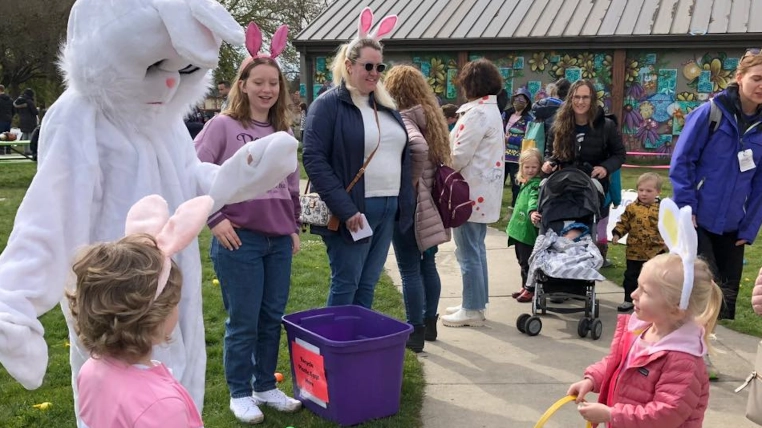 Easter Bunny at Easter Egg Hunt at Green Leaf Park Easter Bunny at Easter Egg Hunt at Green Leaf Park